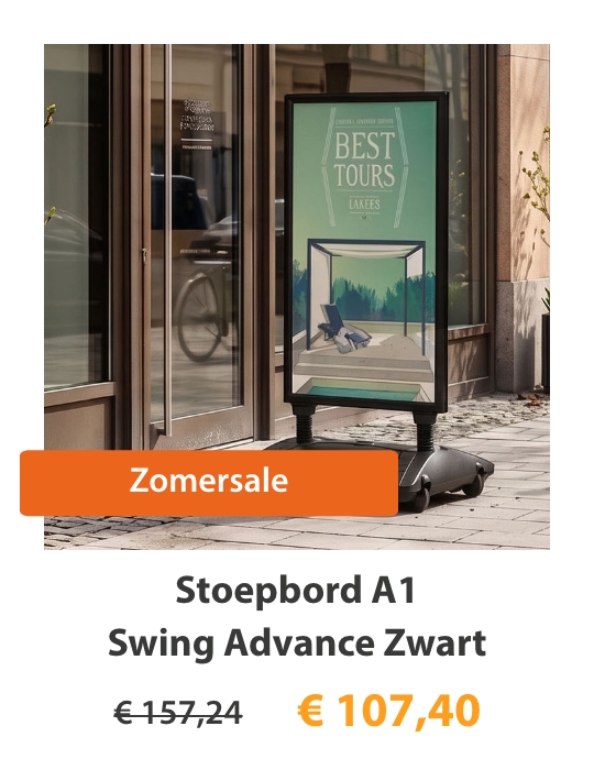 Bekijk Stoepbord A1 Swing Advance Zwart van Signerie in de aanbieding